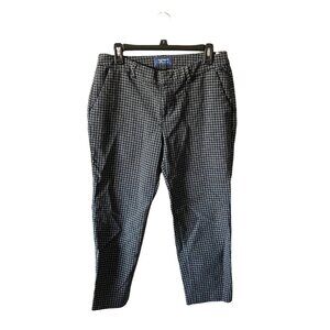 Old Navy Dark Black Grid Mid Rise Harper Size 8 Pants‎
